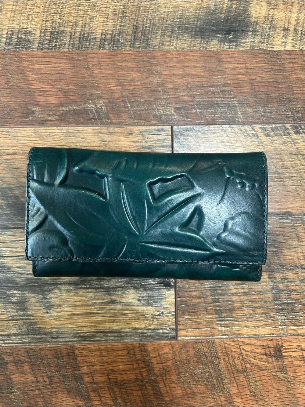Patricia Nash Dark Green Embossed Leather Wallet